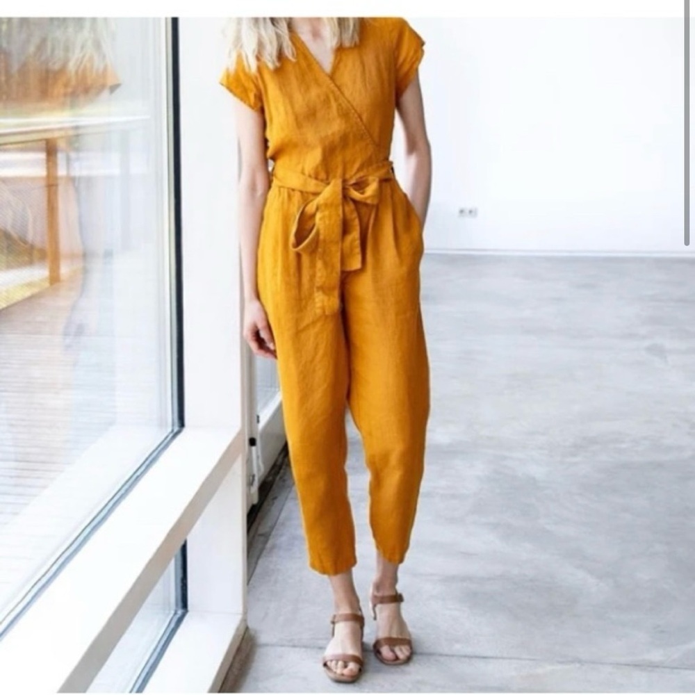 Mustard Yellow Wrap Jumpsuit